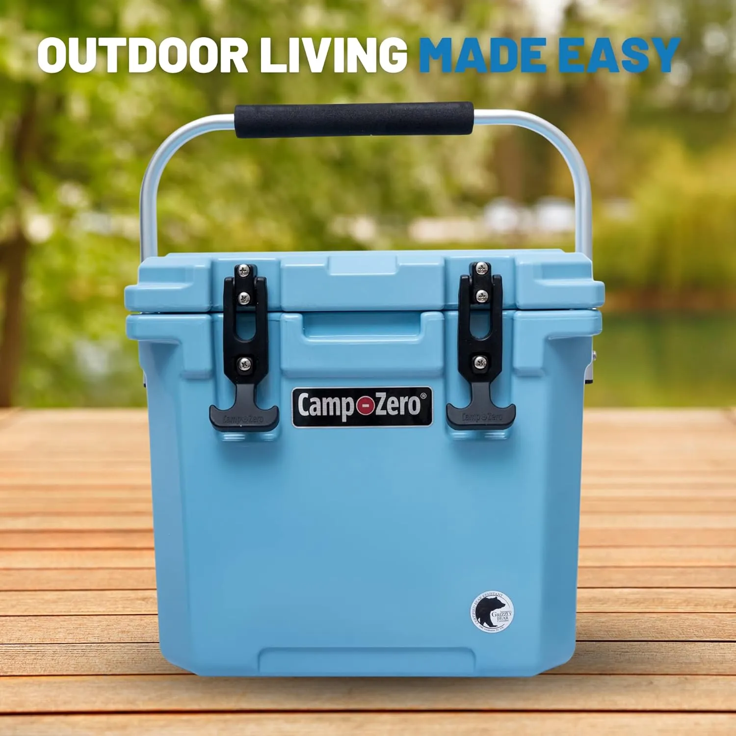 CAMP-ZERO 12L-12.6 Quart Portable Hard Cooler Ice Chest, Perfect for Drinks, Lunch, Beach, Picnics, Boating, Camping and Travel with 2 Molded-in Cup Holders and Folding Aluminum Handle