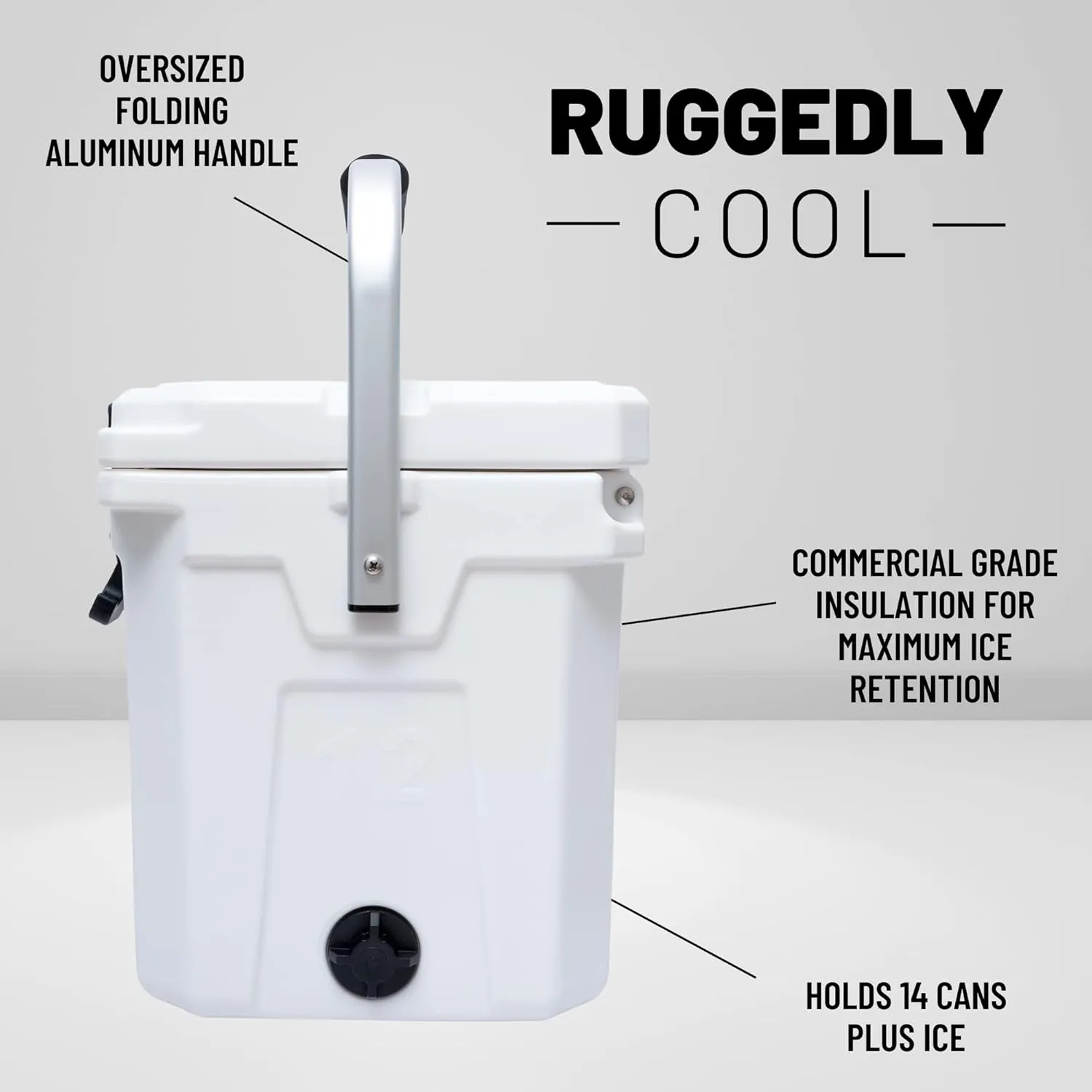 CAMP-ZERO 12L-12.6 Quart Portable Hard Cooler Ice Chest, Perfect for Drinks, Lunch, Beach, Picnics, Boating, Camping and Travel with 2 Molded-in Cup Holders and Folding Aluminum Handle
