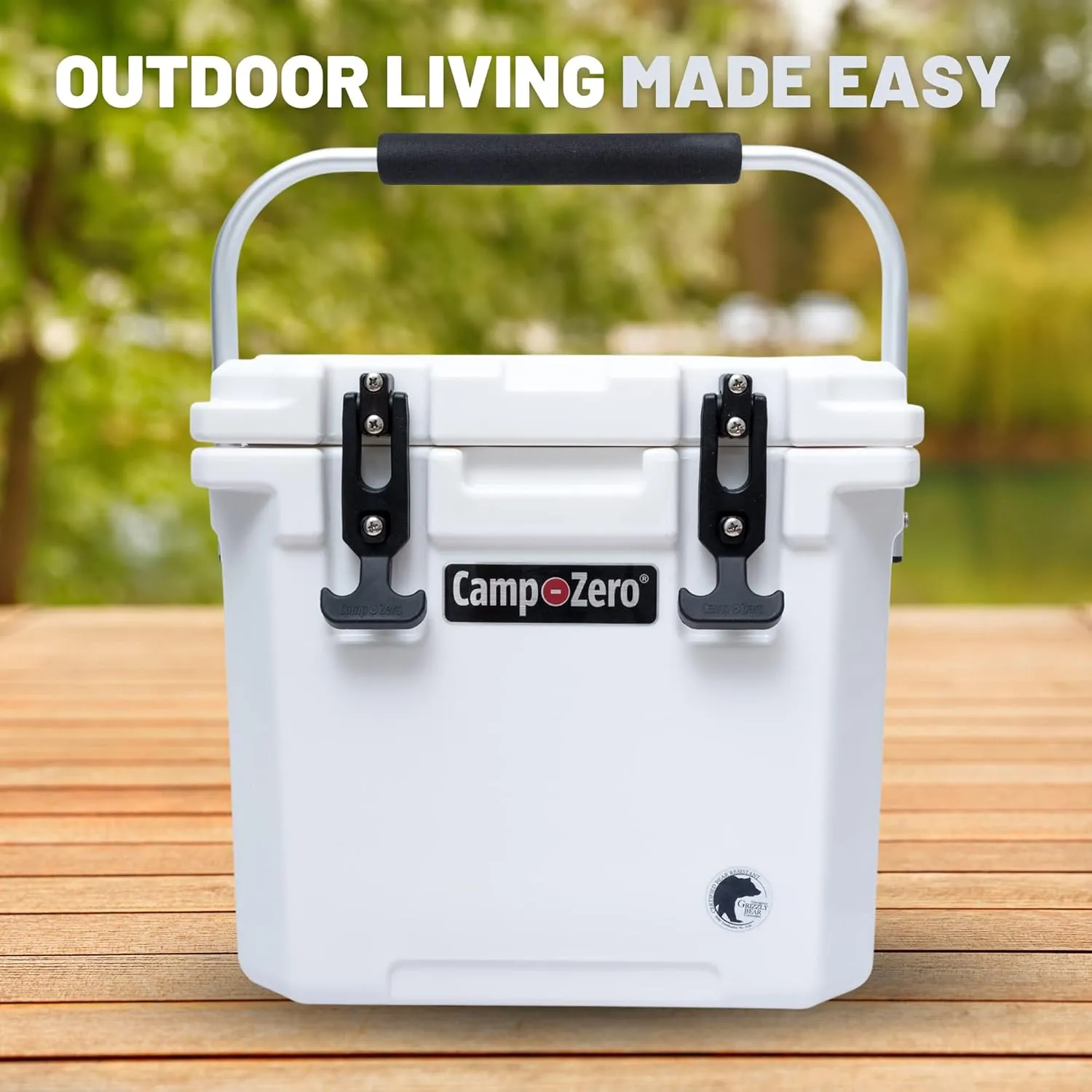 CAMP-ZERO 12L-12.6 Quart Portable Hard Cooler Ice Chest, Perfect for Drinks, Lunch, Beach, Picnics, Boating, Camping and Travel with 2 Molded-in Cup Holders and Folding Aluminum Handle