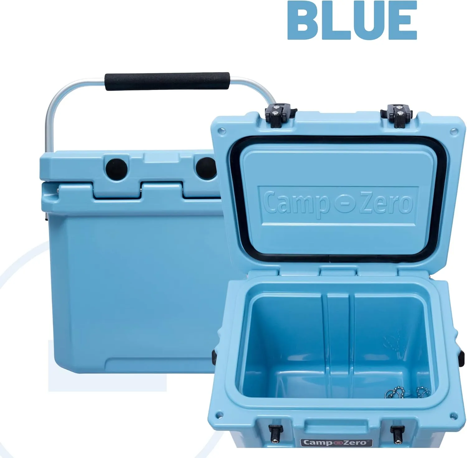 CAMP-ZERO 12L-12.6 Quart Portable Hard Cooler Ice Chest, Perfect for Drinks, Lunch, Beach, Picnics, Boating, Camping and Travel with 2 Molded-in Cup Holders and Folding Aluminum Handle