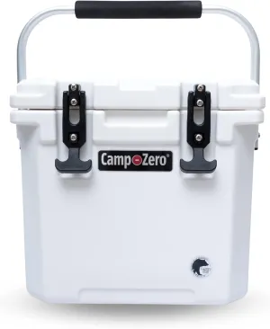 CAMP-ZERO 12L-12.6 Quart Portable Hard Cooler Ice Chest, Perfect for Drinks, Lunch, Beach, Picnics, Boating, Camping and Travel with 2 Molded-in Cup Holders and Folding Aluminum Handle