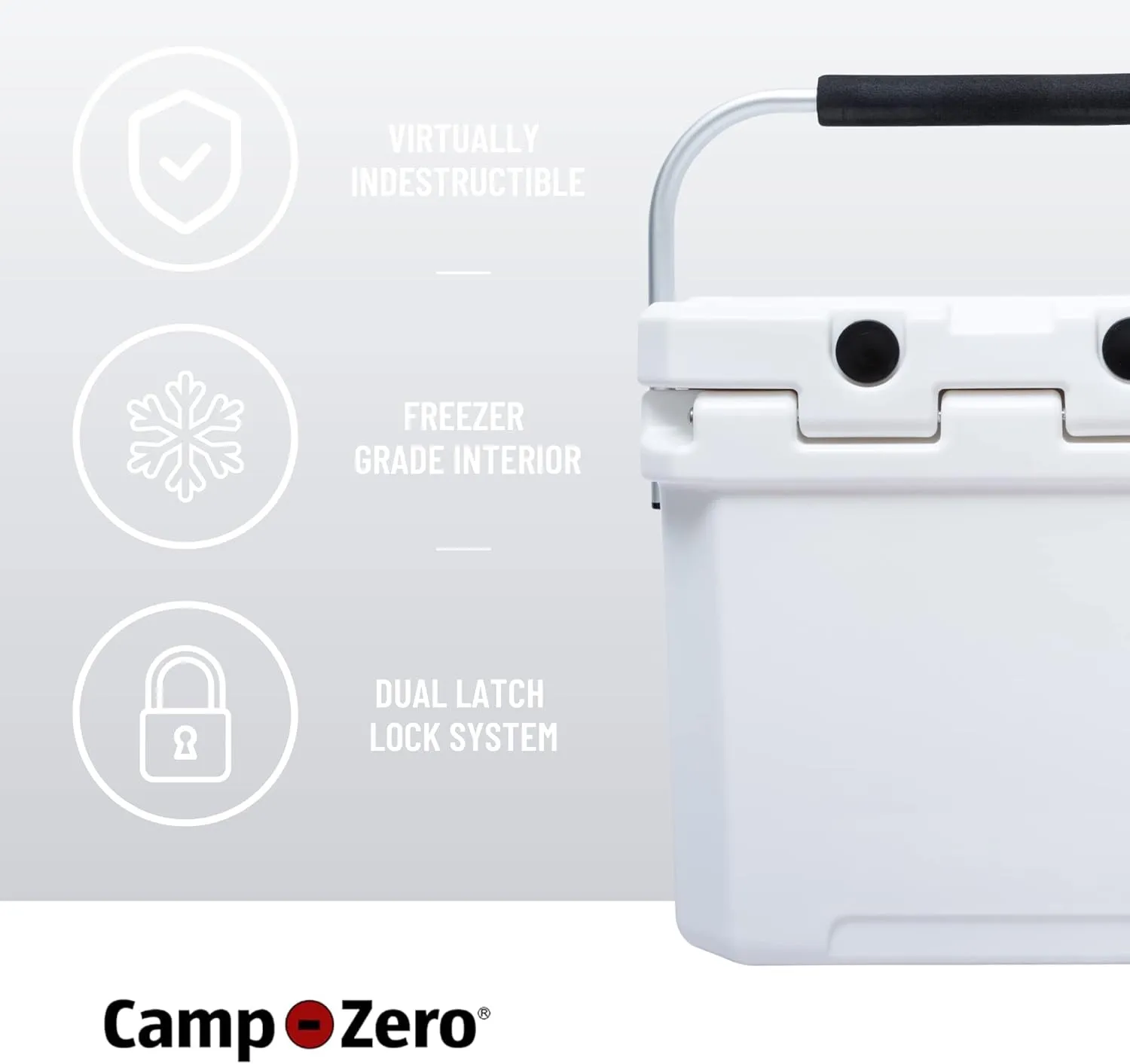 CAMP-ZERO 12L-12.6 Quart Portable Hard Cooler Ice Chest, Perfect for Drinks, Lunch, Beach, Picnics, Boating, Camping and Travel with 2 Molded-in Cup Holders and Folding Aluminum Handle