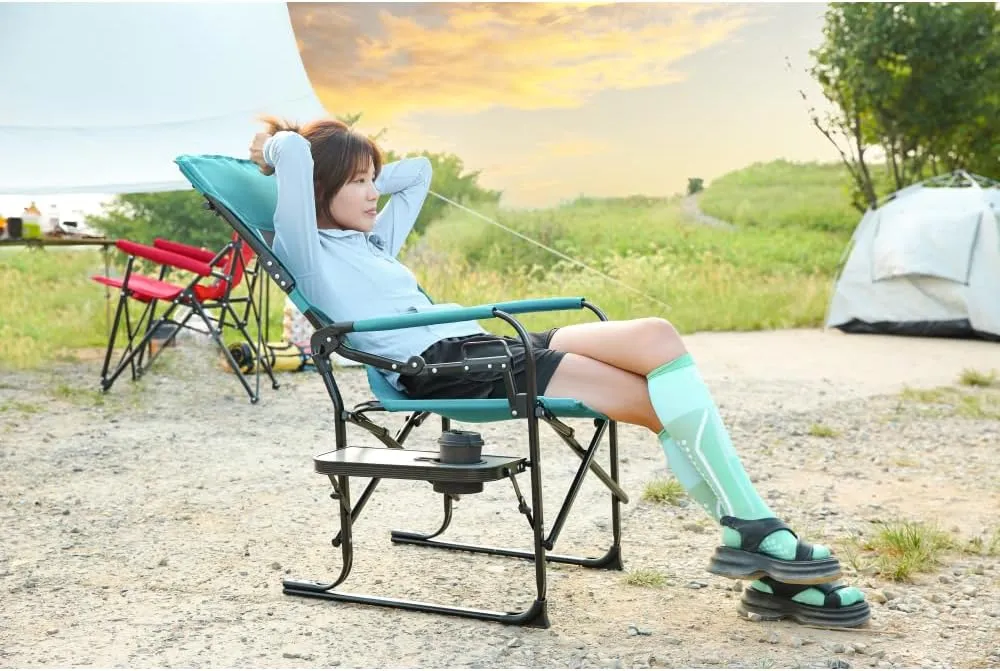 Camping Directors Chair, Heavy Duty,Oversized Portable Folding Chair with Side Table, Pocket for Beach, Fishing,Trip,Picnic,Lawn Blue