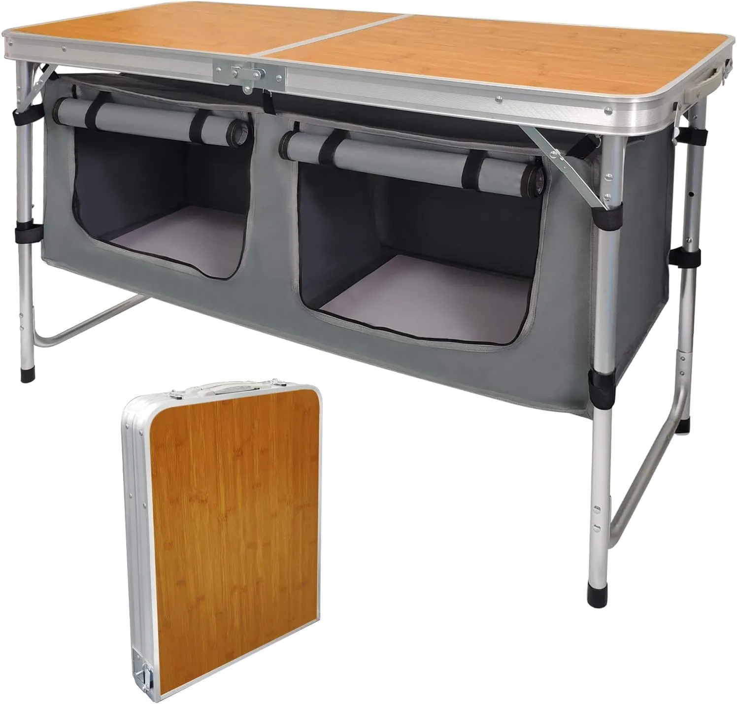 Camping Folding Aluminum Table with Adjustable Legs for Outdoor Travel Beach, Backyards, BBQ, Party and Picnic Foldable Table