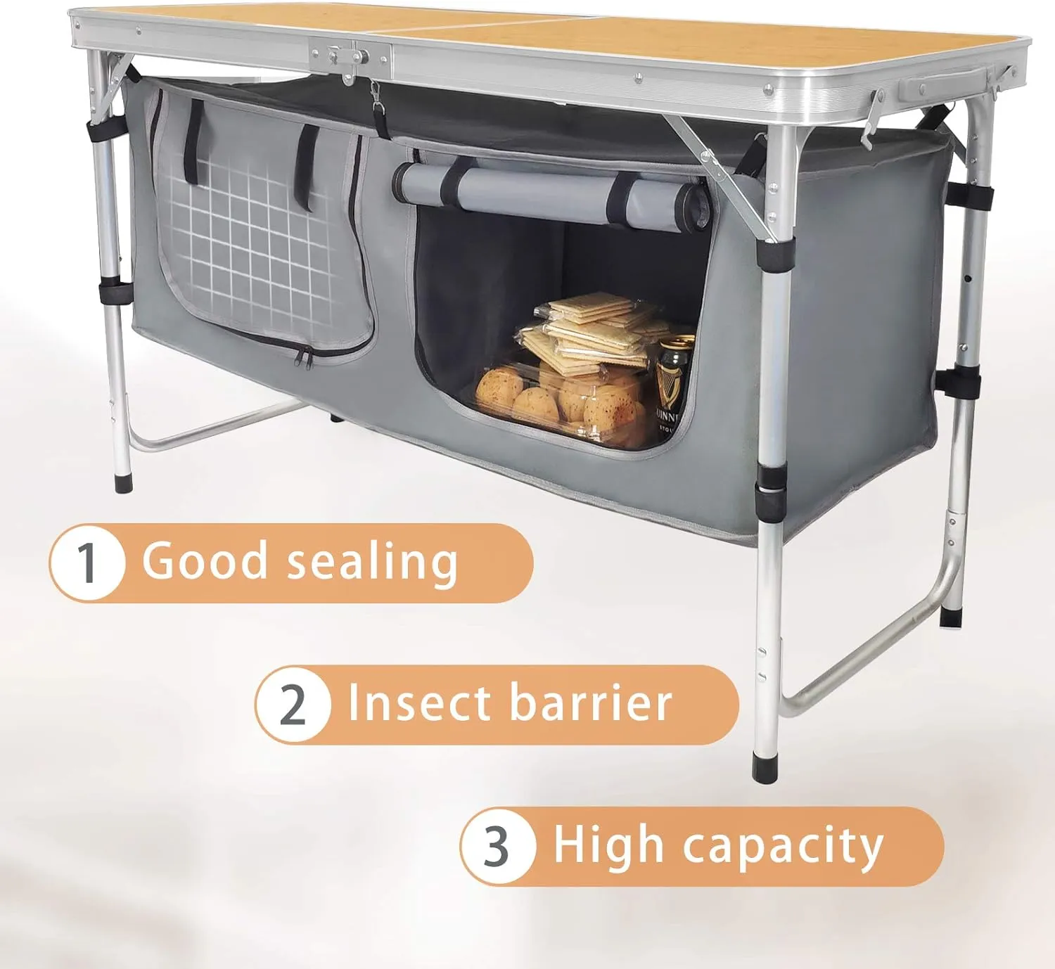 Camping Folding Aluminum Table with Adjustable Legs for Outdoor Travel Beach, Backyards, BBQ, Party and Picnic Foldable Table