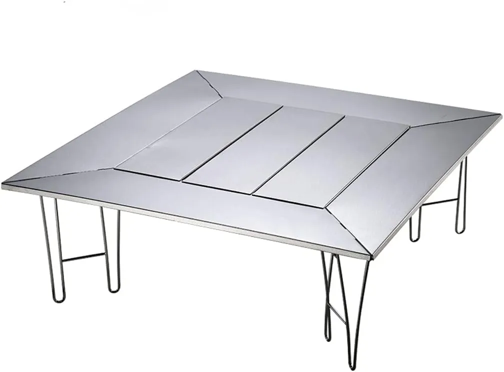Camping Folding Table Stainless Steel Fence Table Detachable Folding Table Picnic Barbecue Table Beach Self-Driving Tour Easy to Carry for Outdoor Picnic Beach