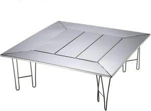 Camping Folding Table Stainless Steel Fence Table Detachable Folding Table Picnic Barbecue Table Beach Self-Driving Tour Easy to Carry for Outdoor Picnic Beach