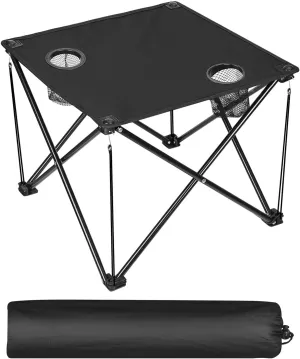 Camping Table Folding Portable Carrying Bag 2 Cup Holders Outdoor Hiking Fishing