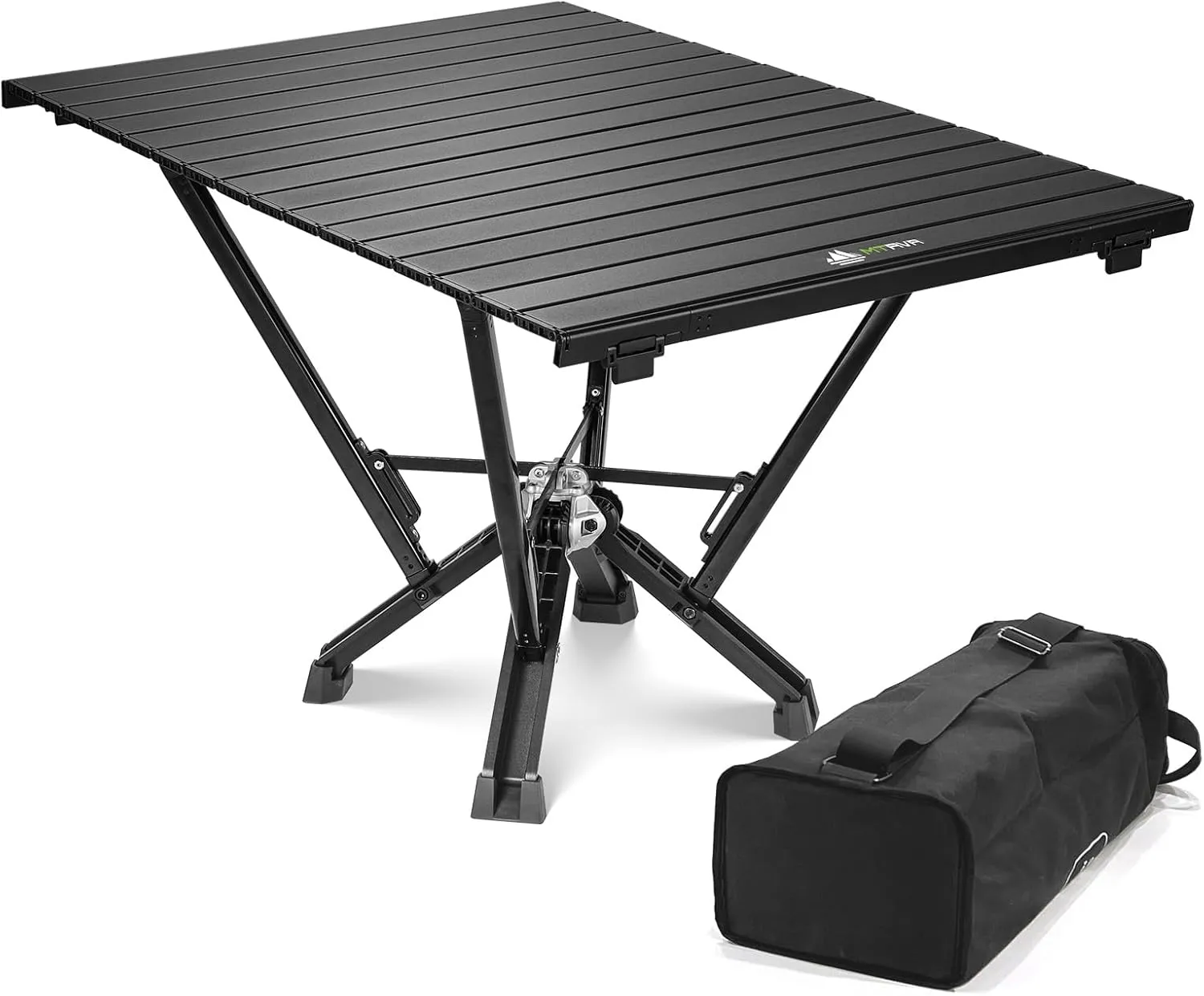Camping Table Folding, Small Camping Table with Load 380lbs, Portable Roll up Aluminum Foldable Table with Carry Bag for Outdoor, Picnic, Camping, Black