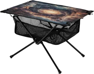 Camping Table Lightweight Portable Folding Table with Mesh Storage Net Starry Sky and Milky Way Ideal for Camping Hiking Beach Picnic Travel Backyard