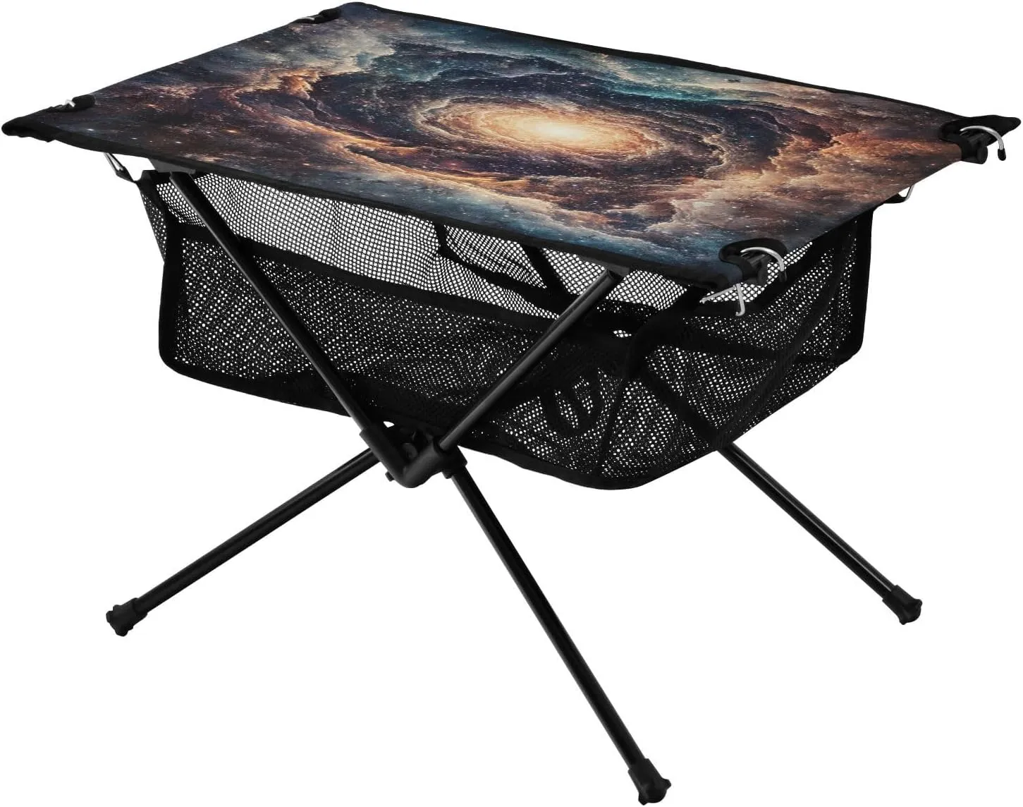 Camping Table Lightweight Portable Folding Table with Mesh Storage Net Starry Sky and Milky Way Ideal for Camping Hiking Beach Picnic Travel Backyard