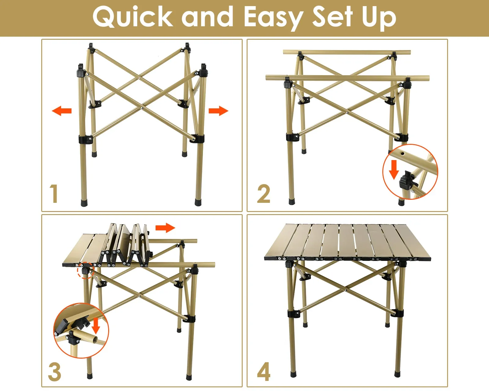 Camping Table Portable Camp Tables Folding Lightweight Aluminum Ultra Compact Picnic Roll Up Table