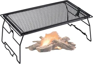 CAMPINGMOON Campfire Grill Storage Rack Camping Grill Steel Foldable Stackable T-238