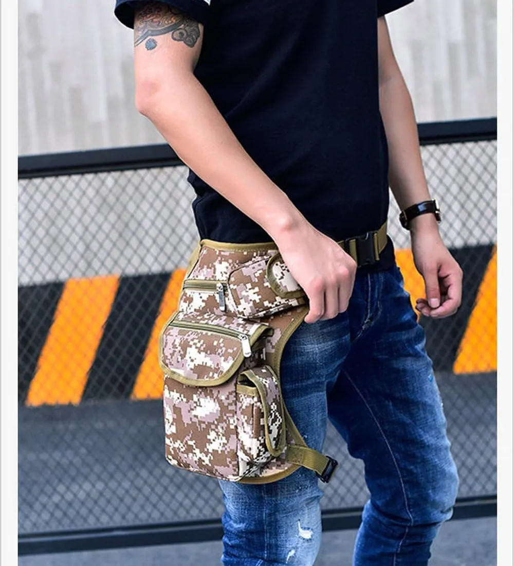 Canvas Hiking Waist Fanny Pack Tactical Drop Leg Bag Purse Running Waist Belt Hip Bag Outdoors Motorcycle Bike Cycling Pouch Shoulder Bag