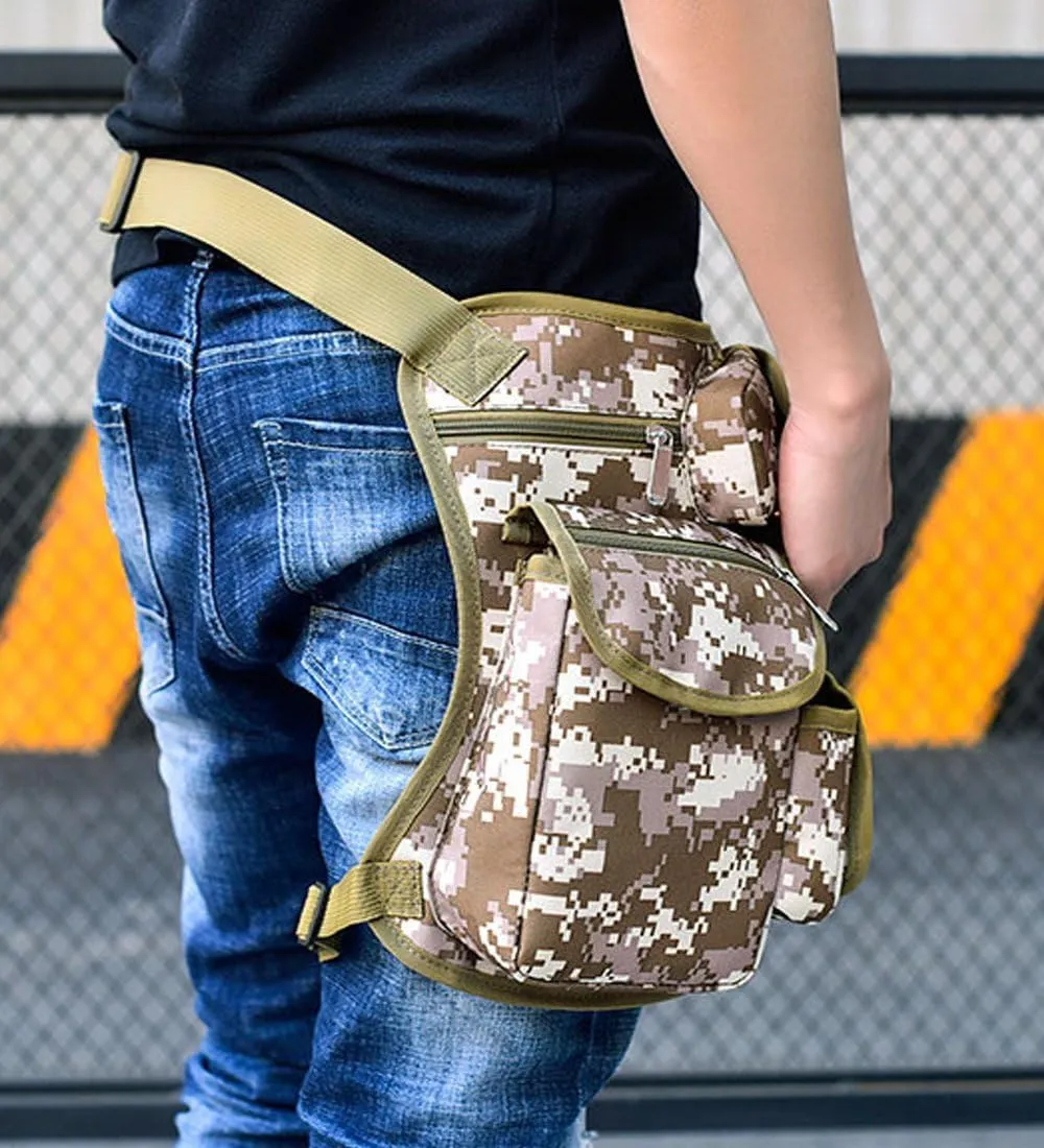 Canvas Hiking Waist Fanny Pack Tactical Drop Leg Bag Purse Running Waist Belt Hip Bag Outdoors Motorcycle Bike Cycling Pouch Shoulder Bag