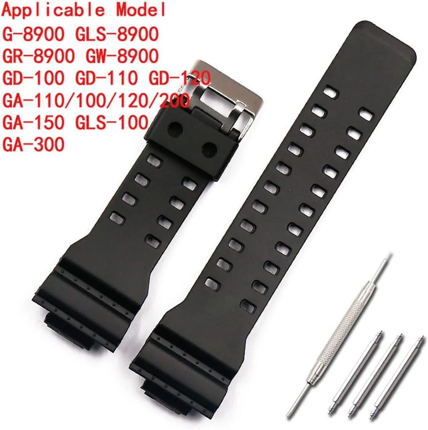 CAREG 16mm Rubber Strap Men's Pin Buckle Sports Waterproof Silicone Strap Compatible With Casio G-shock Watch Accessories Female Watch Band Durable