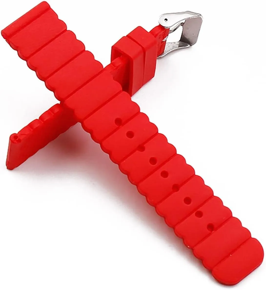 CAREG Silicone Strap 20mm Watch Accessories Pin Buckle Outdoor Sports Waterproof Watch Belt Compatible With Women And Children Men Watch Band Durable