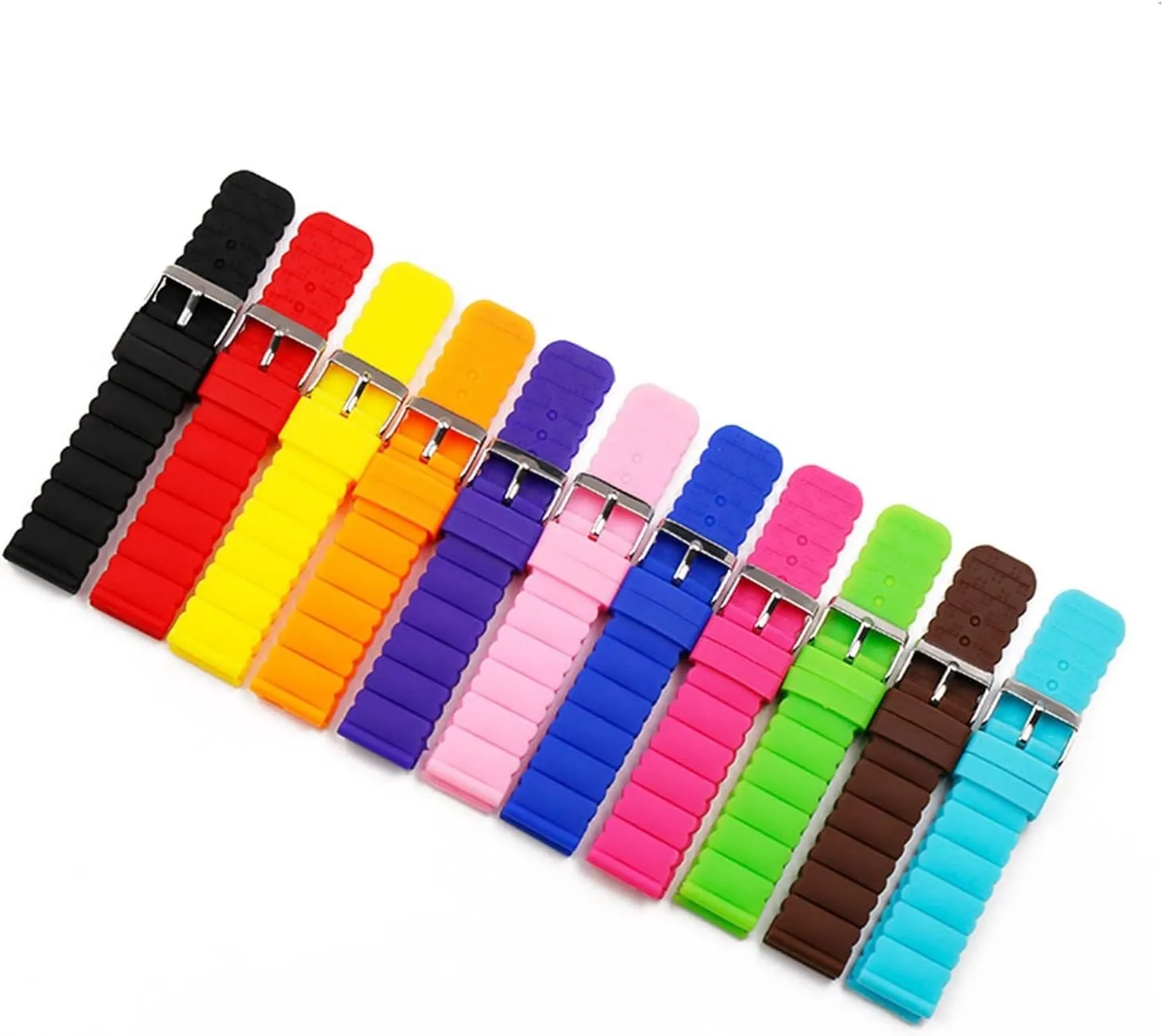 CAREG Silicone Strap 20mm Watch Accessories Pin Buckle Outdoor Sports Waterproof Watch Belt Compatible With Women And Children Men Watch Band Durable