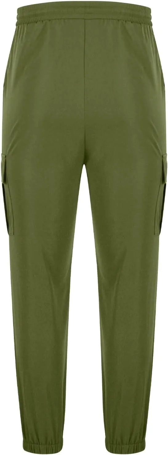 Cargo Pants for Men Elastic Waist Work Athletic Joggers with Pockets Lightweight Outdoor Military Combat Trousers