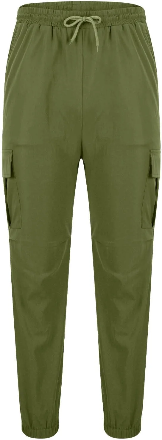 Cargo Pants for Men Elastic Waist Work Athletic Joggers with Pockets Lightweight Outdoor Military Combat Trousers