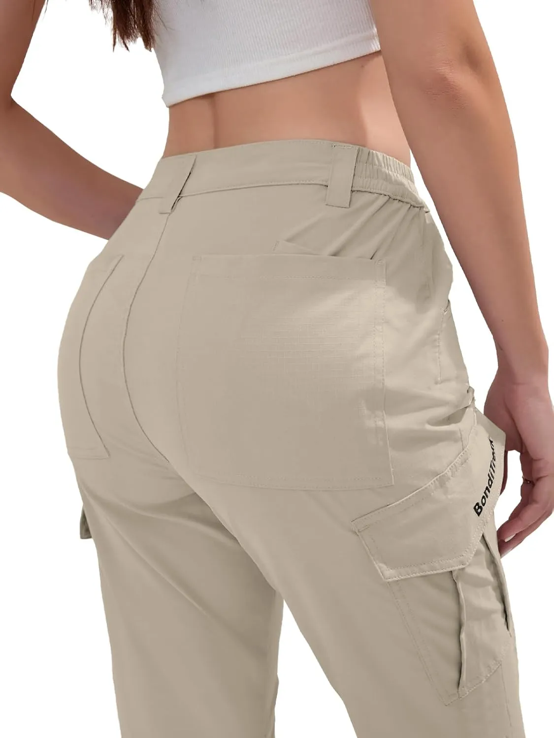 Cargo Pants Women with 9 Pockets - High Waist Water-Resistant Tactical Pants for Hiking, Sports, and Casual Wear