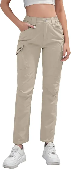 Cargo Pants Women with 9 Pockets - High Waist Water-Resistant Tactical Pants for Hiking, Sports, and Casual Wear