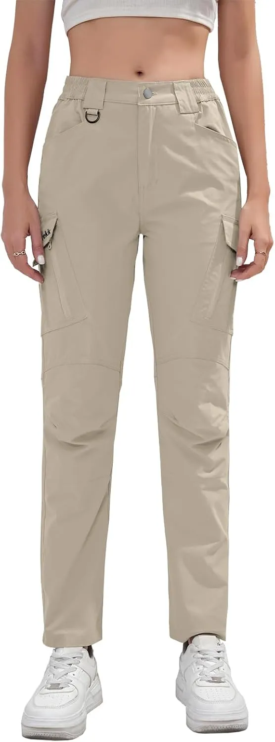 Cargo Pants Women with 9 Pockets - High Waist Water-Resistant Tactical Pants for Hiking, Sports, and Casual Wear