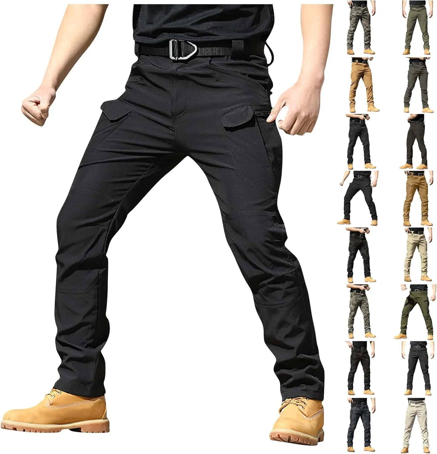 Cargo Work Pants for Men Baggy Lightweight Camo Tactical Pants Waterproof Flexcamo Hiking Pants wih Multi Pockets