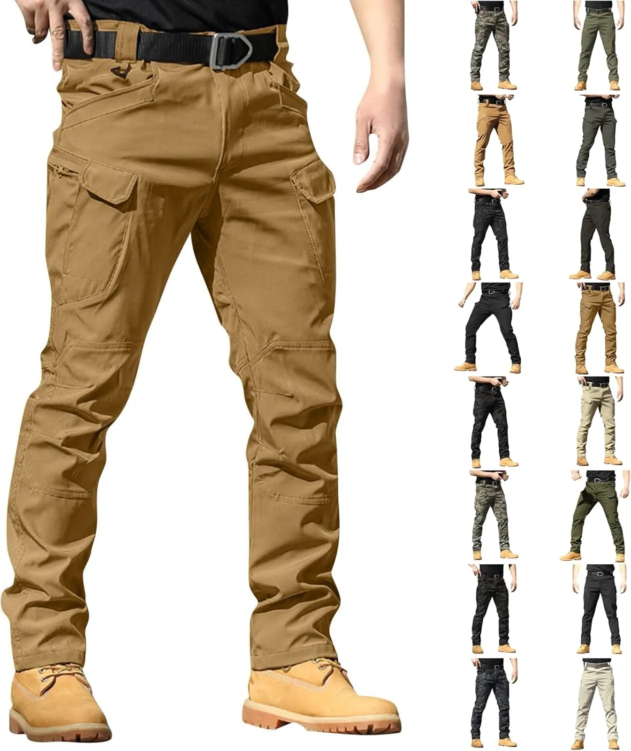 Cargo Work Pants for Men Baggy Lightweight Camo Tactical Pants Waterproof Flexcamo Hiking Pants wih Multi Pockets