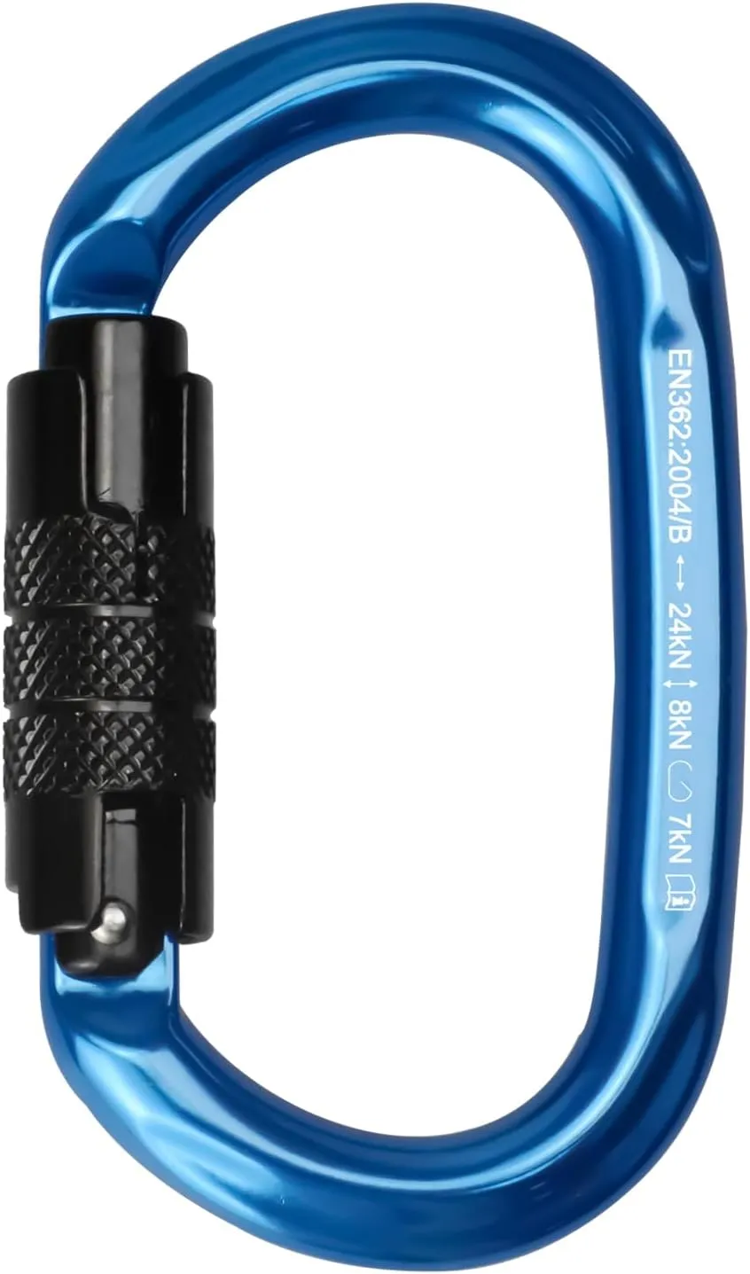 CE 24kN Oval Climbing Screwgate Clip for Outdoor Activities, Stormproof, Hiking, Mountaineering, Climbing, Camping, Fishing, Hunting, Skiing, Snowshoeing