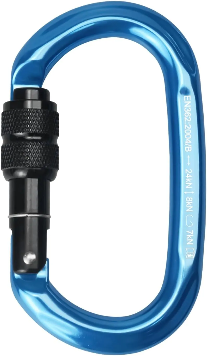 CE 24kN Oval Climbing Screwgate Clip for Outdoor Activities, Stormproof, Hiking, Mountaineering, Climbing, Camping, Fishing, Hunting, Skiing, Snowshoeing