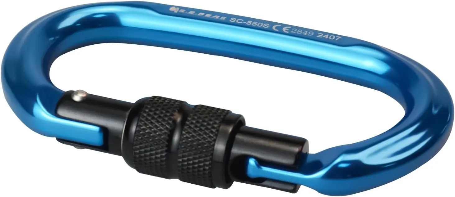 CE 24kN Oval Climbing Screwgate Clip for Outdoor Activities, Stormproof, Hiking, Mountaineering, Climbing, Camping, Fishing, Hunting, Skiing, Snowshoeing