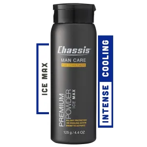 Chassis Ice Max Premium Body Powder for Men, Whole Body Deodorant, Odor-Absorbent, Talc-Free Anti-Chafing Powder for Groin & Sensitive Skin, Friction Defense & Odor Control, Original Fresh Scent