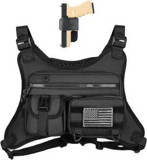 Chest Bag & Chest Rig for Men and Women - Running Vest with CCW Chest Holster,Chest Bag for Hiking, Fitness, EDC