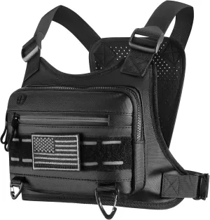 Chest Bag For Men and Women Water Resistant Running Vest Tactical Chest Bag Pack for Sports Outdoor (Black)