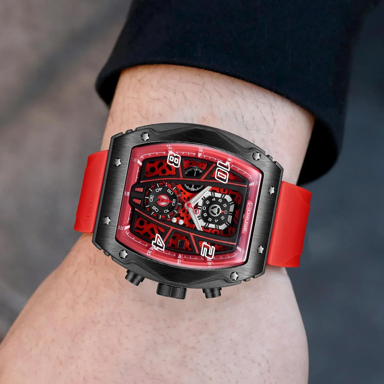 Chronograph Watch for Men Sport Military Big Face Quartz Watches Fashion Waterproof Silicone Strap Luminous Calendar Analog Wristwatch