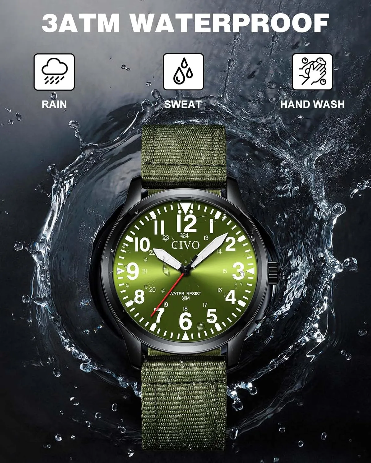 CIVO Military Watch for Men Waterproof: Analog Mens Watches Classic- Field Wrist Watches for Man