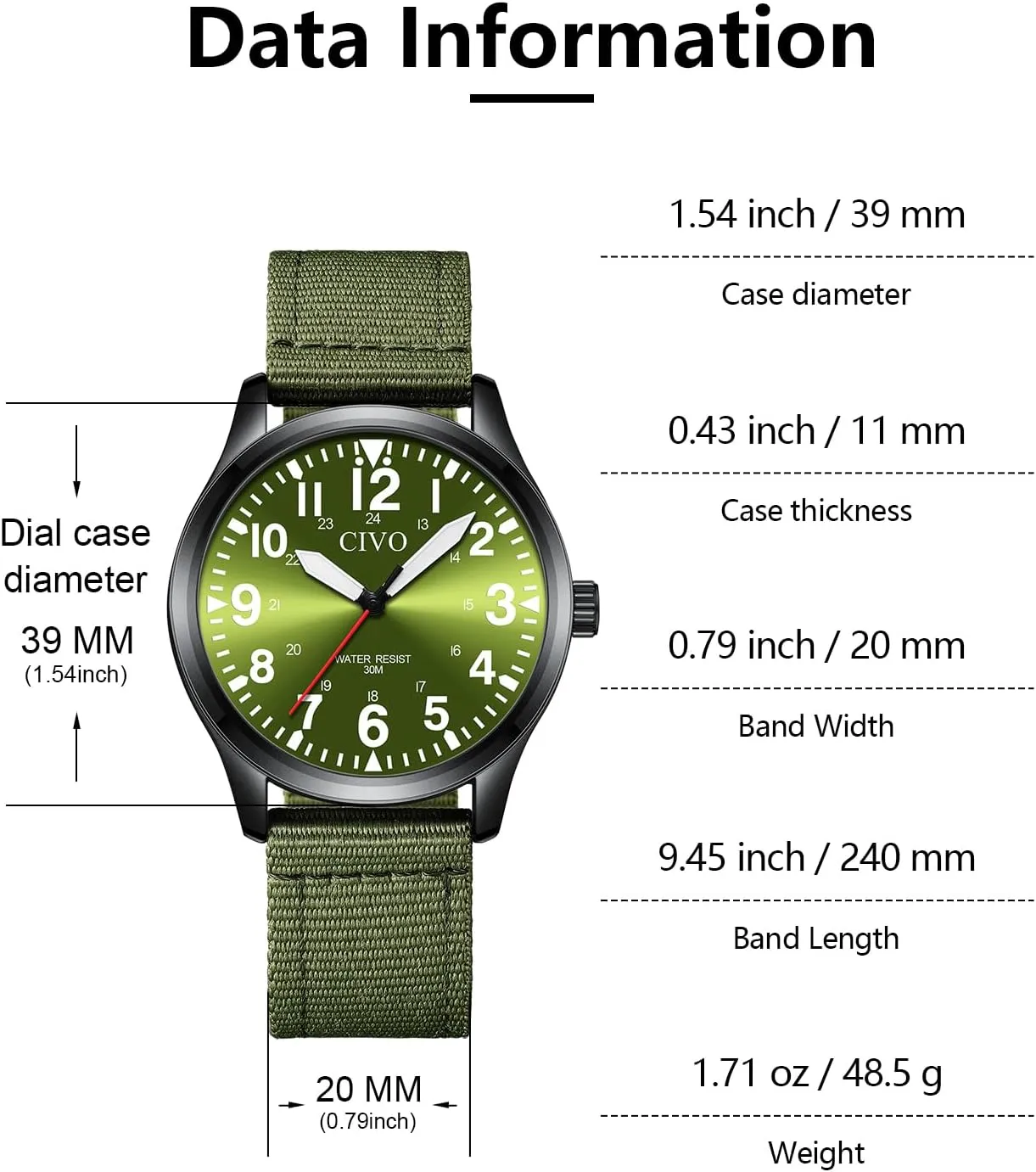 CIVO Military Watch for Men Waterproof: Analog Mens Watches Classic- Field Wrist Watches for Man