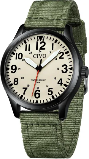 CIVO Military Watch for Men Waterproof: Analog Mens Watches Classic- Field Wrist Watches for Man
