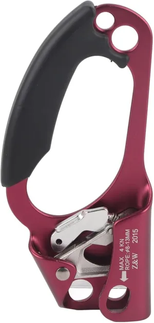 Climbing Hand Ascender, 4KN Right Hand Climbing Rappelling Equip Hand Ascender with Hanging Holes, Aluminum Alloy Mountaineer Handle Ascender