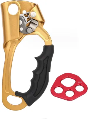 Climbing Rope Hand Ascender, Aviation Light Alloy Mountaineering Rock 8-13mm Vertical Rope for Cave Exploration for High Altitude Operations(Gold)