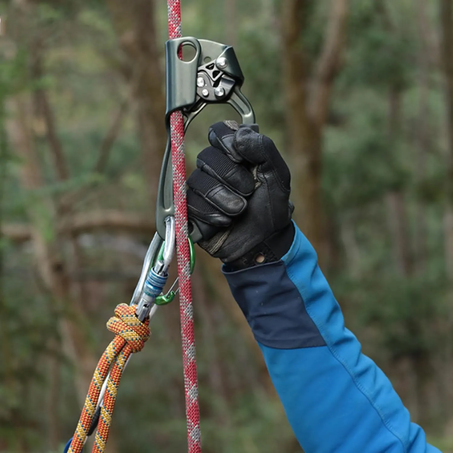 Climbing Rope Hand Ascender, Aviation Light Alloy Mountaineering Rock 8-13mm Vertical Rope for Cave Exploration for High Altitude Operations(Gold)
