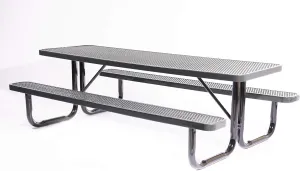 Coated Outdoor Furniture Heavy-Duty Portable Outdoor Picnic Table, Thermoplastic Coated Expanded Metal Commercial-Grade Patio Dining Furniture Made in America (8ft Rectangular, Black)