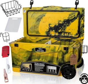 COLD BASTARD COOLERS 70QTW Rugged  CAMO Yellow Large Wheels Premium Ice Chest Cooler Accessories Free S&H (CB70W-CY)