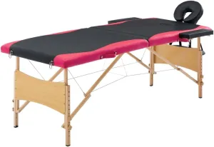 Comfortable and Portable Foldable Massage Table for Home or Professional Use, Adjustable Height, Soft Foam Padding, Black and Pink