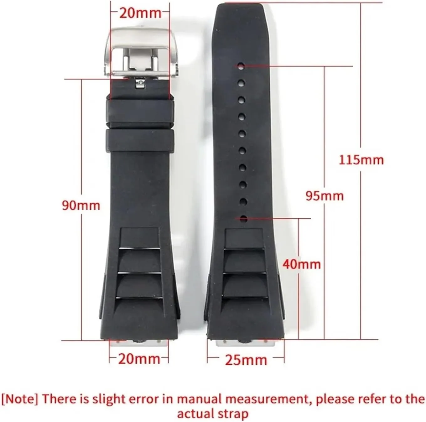 Compatible with Richard Mille Watchbands Soft Imported Waterproof Sweat-Proof Silicone Rubber Convex Interface Replace Watch Strap(Orange-No Buckle,25MM_NO Tools)