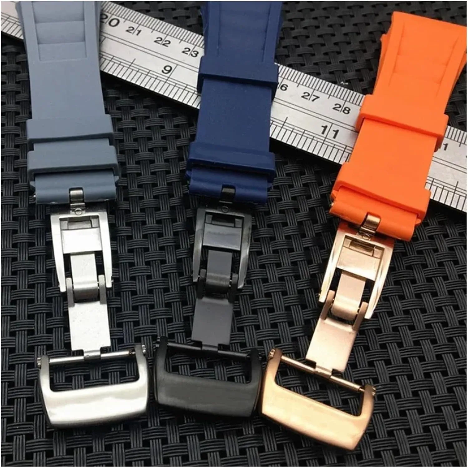 Compatible with Richard Mille Watchbands Soft Imported Waterproof Sweat-Proof Silicone Rubber Convex Interface Replace Watch Strap(Orange-No Buckle,25MM_NO Tools)