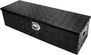 confote 39 Inch Heavy Duty Aluminum Stripes Plated Tool Box Pick Up Truck Bed RV Trailer Toolbox Waterproof Square Storage Organizer with Side Handle, Lock and Keys -39"x 13"x 10"，Black