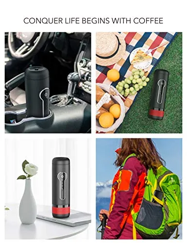 CONQUECO Portable Coffee Maker: 12V Travel Espresso Machine
