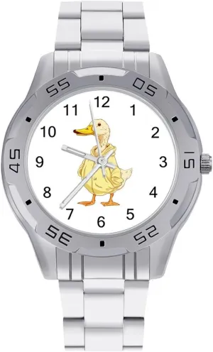 Cool Duck in Sweatshirt Simple Stainless Steel Band Business Watch Dress Wrist Unique Luxury Work Casual Waterproof Watches
